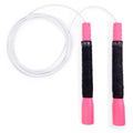 Freestyle Jump Rope - 4mm PVC with Long 8" Handle Jump Rope Elite Jumps Pink & White - Grip Tape