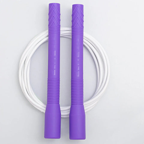 Freestyle Jump Rope - 4mm PVC with Long 8" Handle Jump Rope Elite Jumps Purple & White