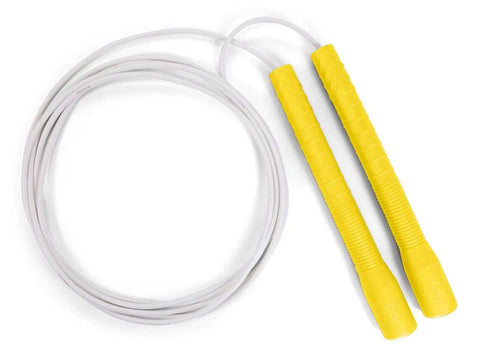 Freestyle Jump Rope - 4mm PVC with Long 8" Handle Jump Rope Elite Jumps Yellow & White
