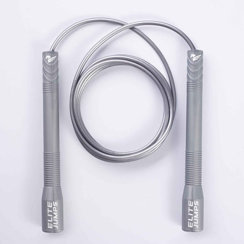 Freestyle Jump Rope - 4mm PVC with Long 8" Handle Jump Rope Elite Jumps Silver
