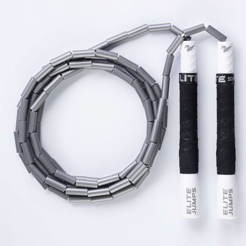 Freestyle Beaded Jump Rope Jump Rope Elite Jumps White & Silver